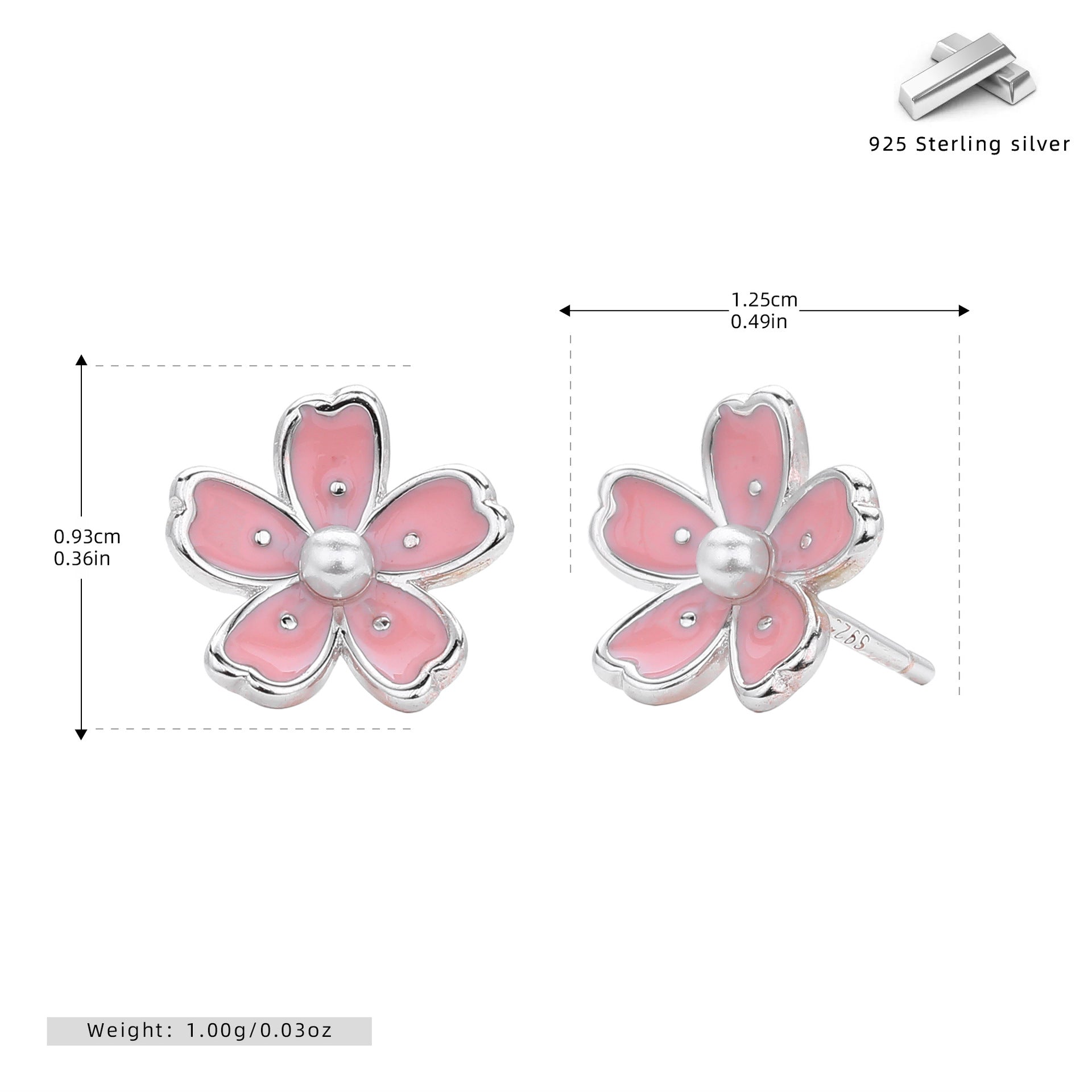 Damen Ohrstecker im floralen Design aus 925 Sterling Silber Shop Nory