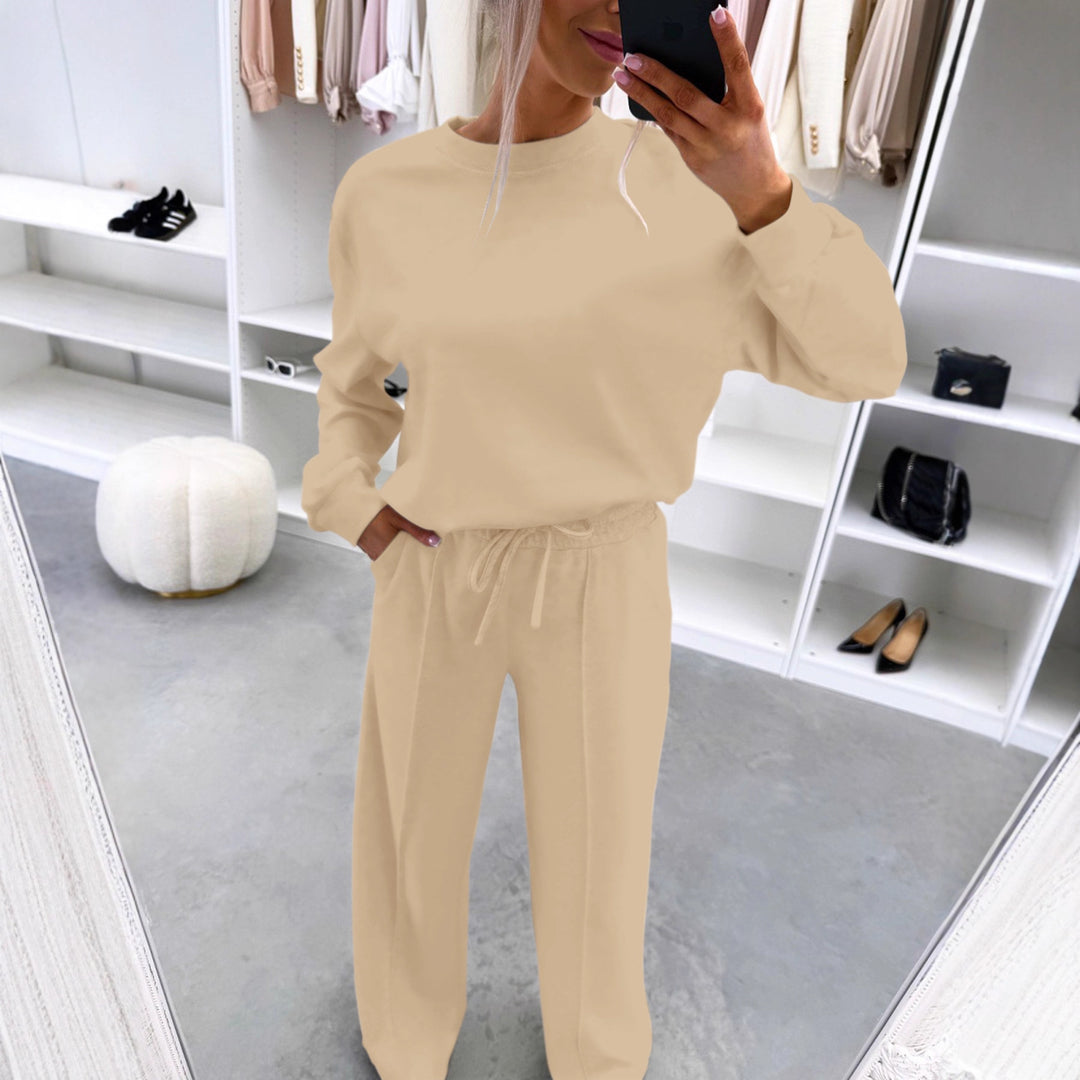 Damen Casual-Loungewear-Set mit Oversize-Batwing-Pullover und weitem Jersey-Hosenbein Shop Nory