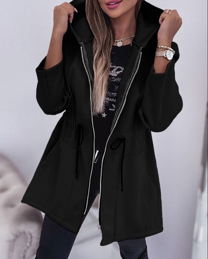 Damen Leichter Kapuzenparka mit Tunnelzug und Zweifachreißverschluss Shop Nory