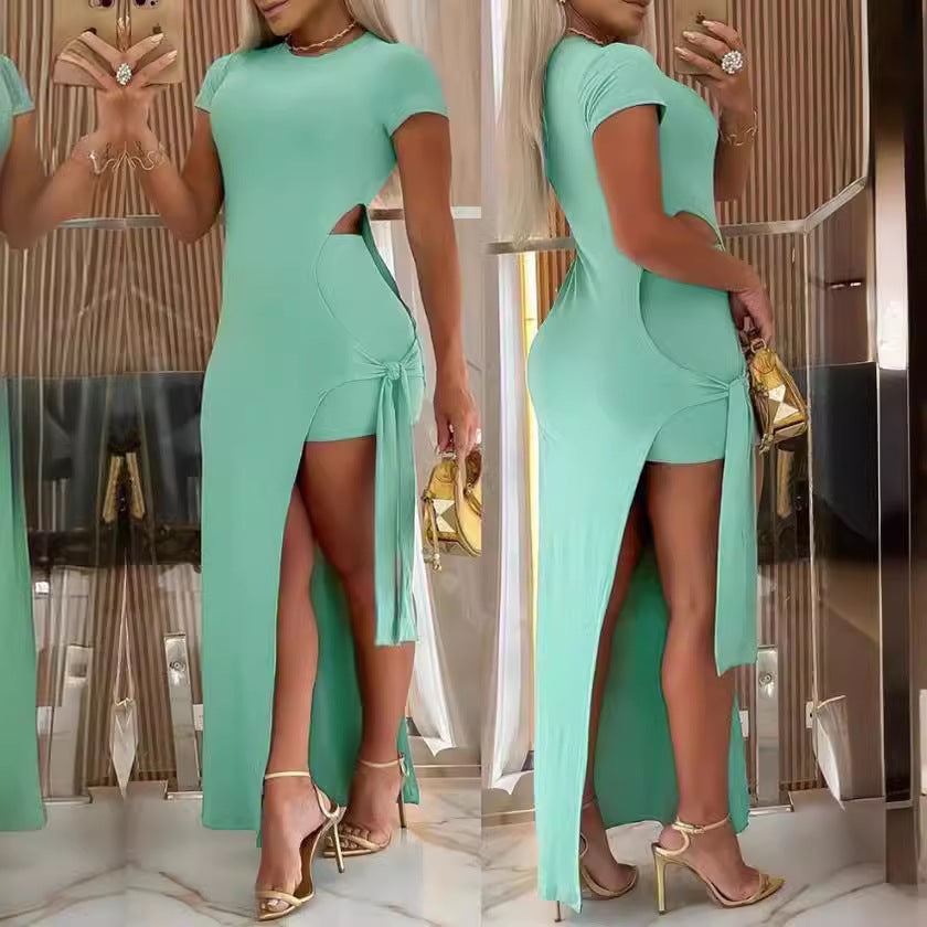 Damen Maxikleid mit seitlichem Schlitz und Cut-Out-Details