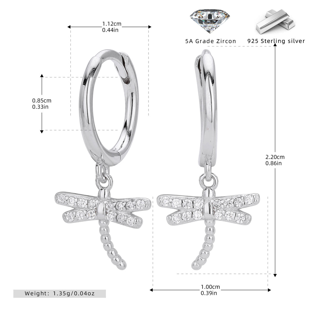 Damen Ohrhänger mit schimmerndem Libellenanhänger aus 925 Sterling Silber Shop Nory