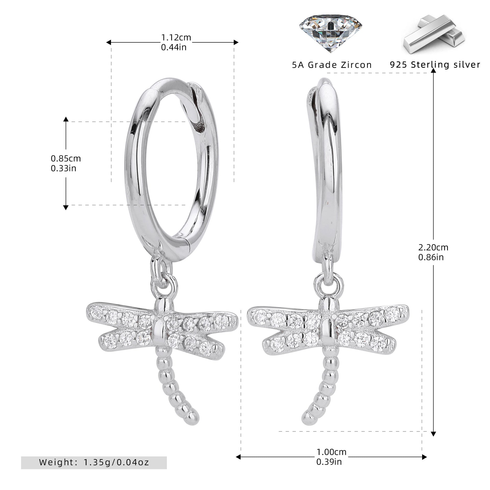 Damen Ohrhänger mit schimmerndem Libellenanhänger aus 925 Sterling Silber Shop Nory