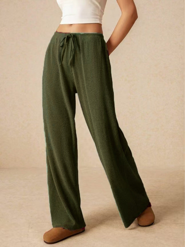Damen weite Baumwoll-Haremshose mit hoher Taille und praktischem Kordelzug