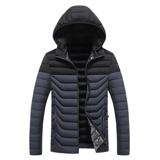 Herren Ultraleichte gesteppte Kapuzenjacke mit Chevron-Steppung, winddichter Außenlage und Thermofutter Shop Nory