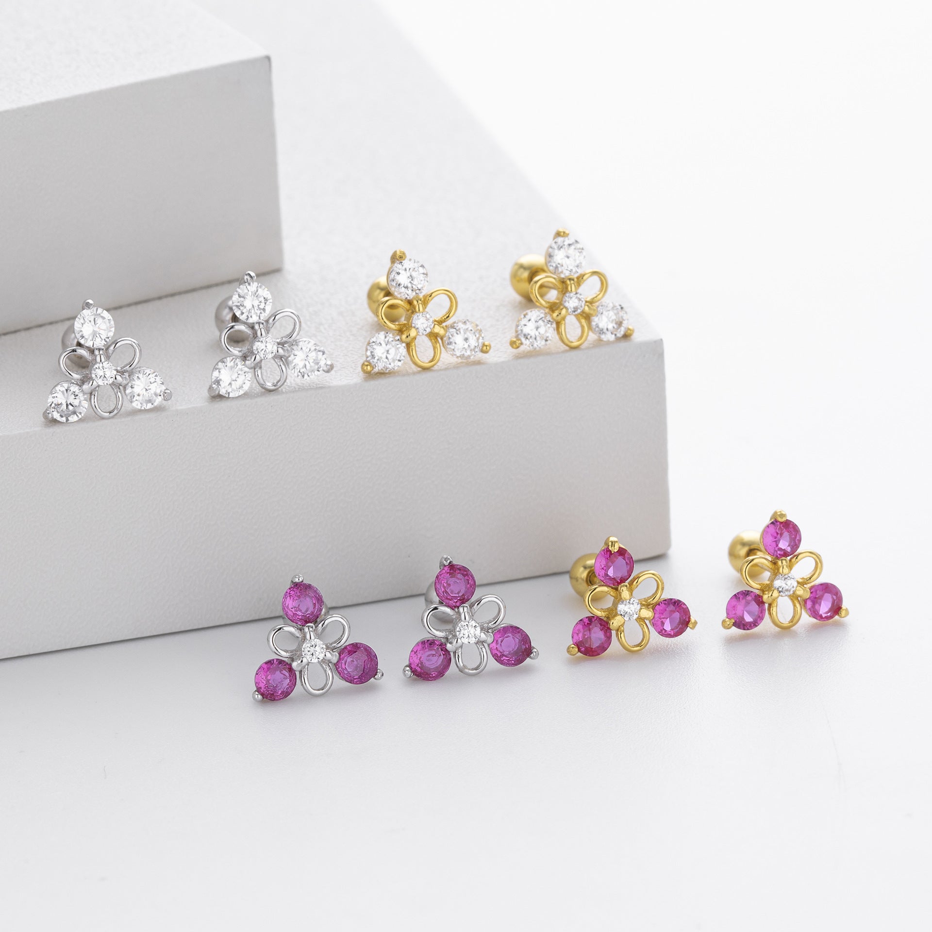 Damen Ohrstecker im blühenden Blumenmotif aus hochwertigem 925 Sterling Silber Shop Nory