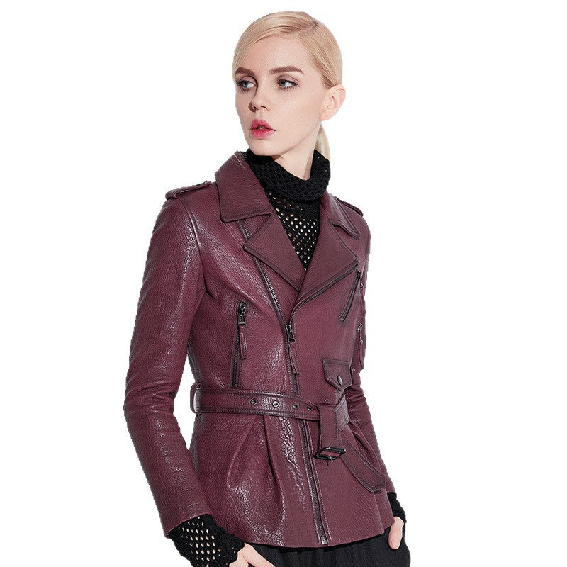 Damen Stylische Lederbikerjacke mit tailliertem Schnitt Shop Nory