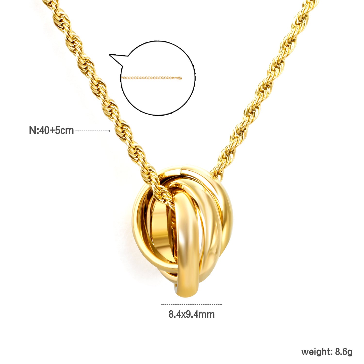 Damen modern gestaltete Halskette mit doppeltem Knotendesign Shop Nory