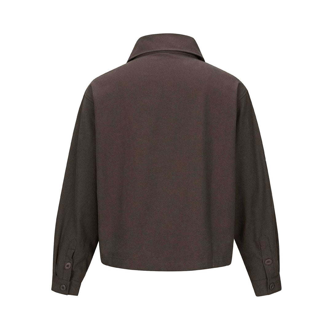 Unisex Kurz geschnittene Boxy-Hemdjacke mit durchgehender Knopfleiste und Pattentasche Shop Nory