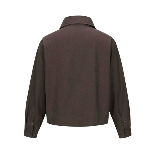 Unisex Kurz geschnittene Boxy-Hemdjacke mit durchgehender Knopfleiste und Pattentasche Shop Nory