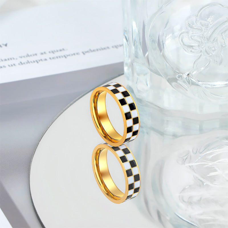 Damen modischer Ring mit einzigartigem Schachbrettmuster Shop Nory