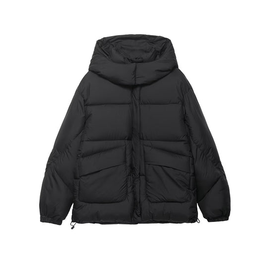 Damen Voluminöse Oversize Daunenjacke mit Kapuze und Kordelzug Shop Nory