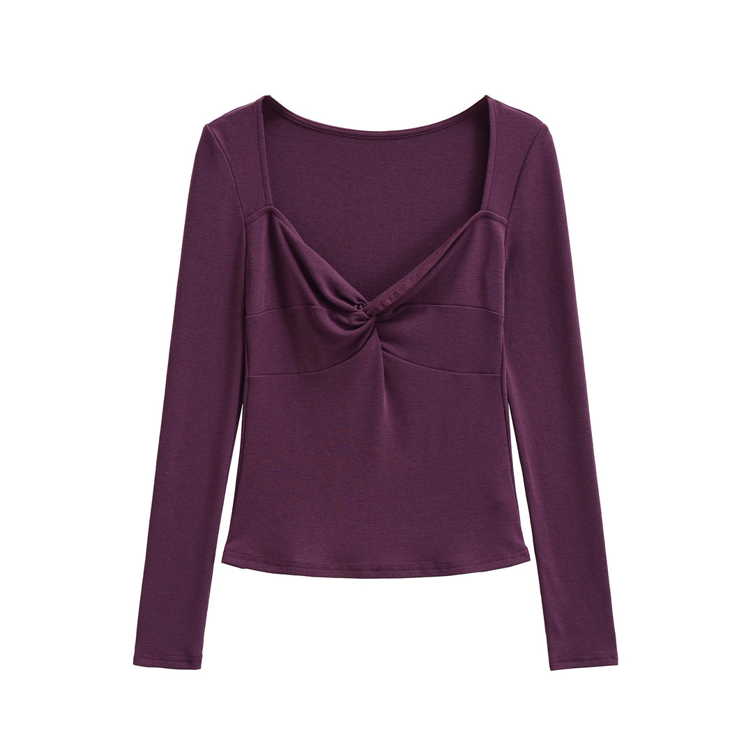 Damen Langarmshirt mit Drehknoten-Detail figurformendem Büstenteil und weiter Ausschnitt Shop Nory