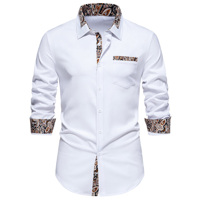 Herren klassisches Langarmhemd mit modernem Paisley-Muster