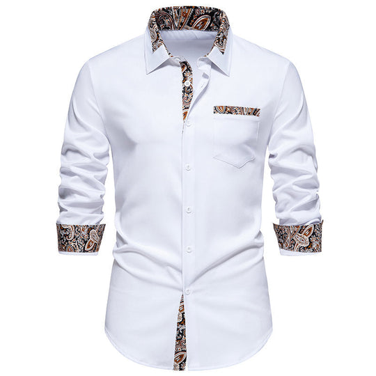 Herren klassisches Langarmhemd mit modernem Paisley-Muster