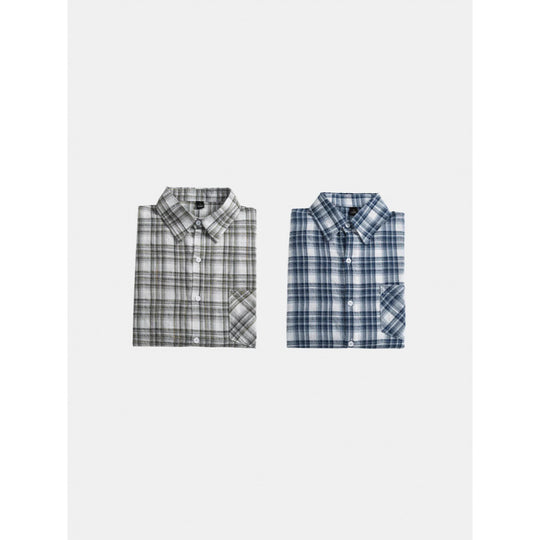 Unisex Oversize-kariertes Flanellhemd mit abgerundetem Saum und diagonaler Brusttasche Shop Nory