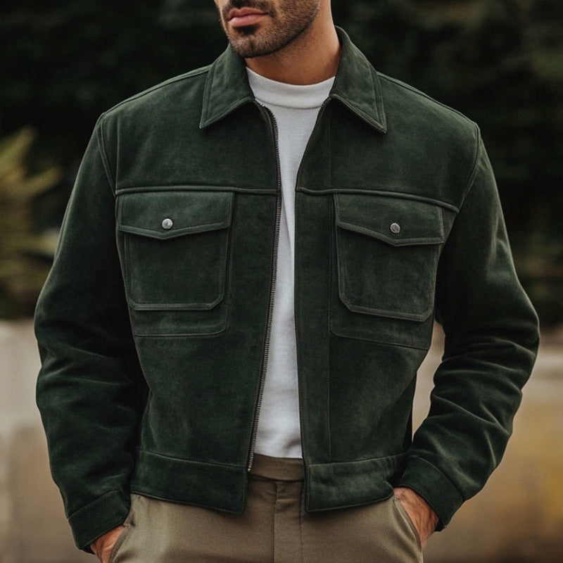 Herren modische Wildlederjacke mit praktischen Taschen
