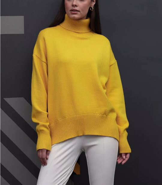 Damen Boxy-Rollkragenpullover aus feinem Feinstrick mit überschnittener Schulter Shop Nory