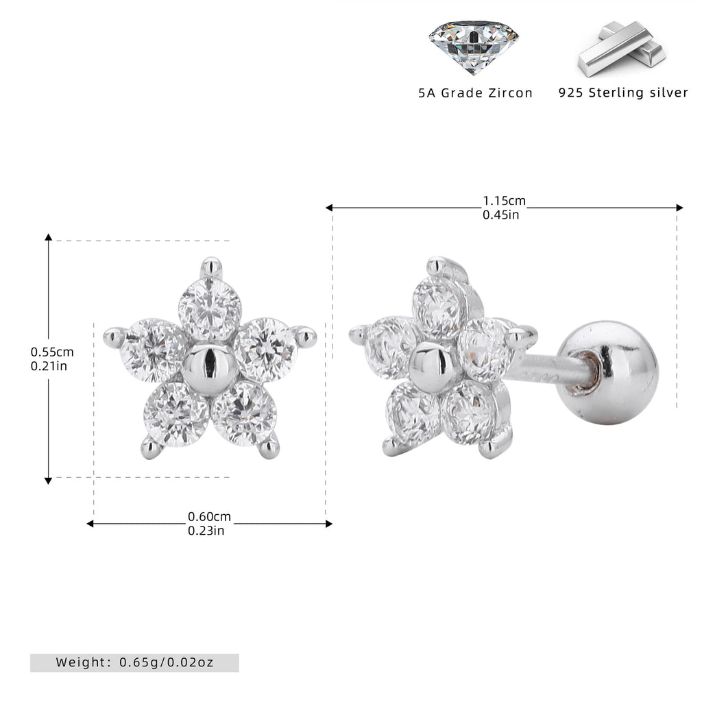 Damen Ohrstecker im floralen Design mit funkelnden Zirkonia Shop Nory