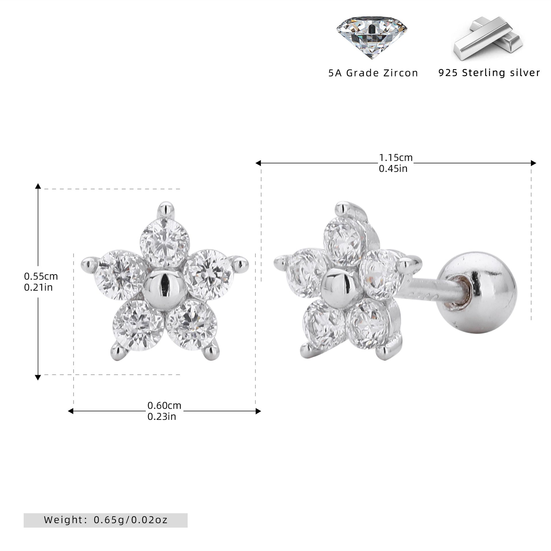 Damen Ohrstecker im floralen Design mit funkelnden Zirkonia Shop Nory