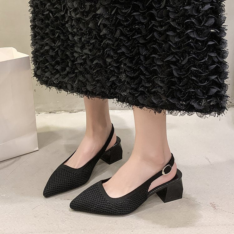 Damen Slingback-Pumps mit strukturiertem Obermaterial und elegantem Blockabsatz