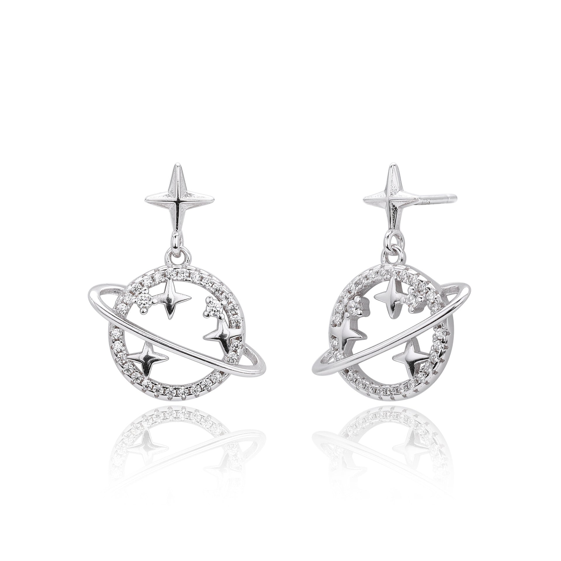 Damen Ohrhänger mit galaktischem Design und funkelnden Zirkonia Shop Nory