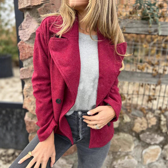 Damen Kurzer Wollmix-Mantel mit großem Schalkragen, doppelreihiger Knopfleiste und Eingrifftaschen Shop Nory