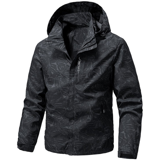 Herren Leichte Outdoor-Jacke mit Kapuze und Print Shop Nory
