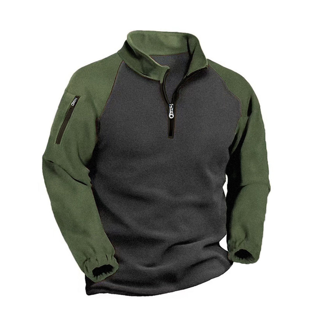 Herren nan Fleece-Pullover mit halbem Reißverschluss, Armfach und elastischen Bündchen Shop Nory