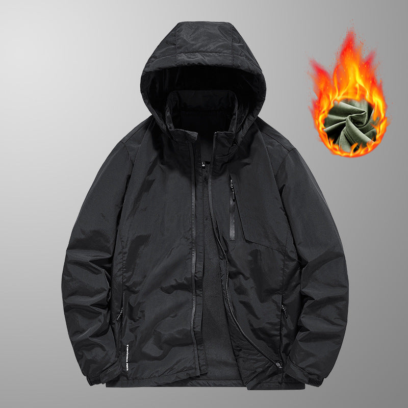 Herren wasserabweisende Kapuzen-Fieldjacke mit Thermofutter und verdecktem Reißverschluss Shop Nory