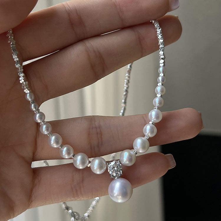 Damen Halskette mit luxuriösem Perlen- und Zirkonanhänger Shop Nory