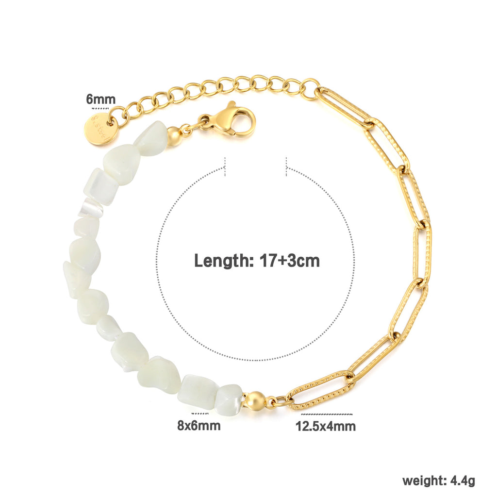 Damen Armband aus edlen Natursteinperlen und hochglänzendem Edelstahl Shop Nory