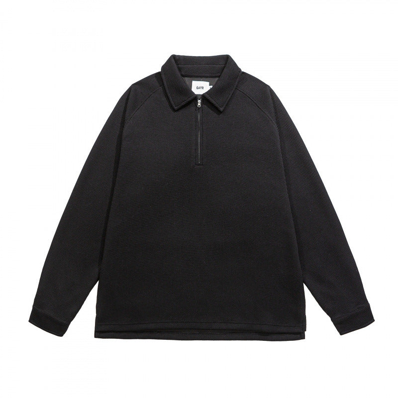 Herren Waffelstrick-Halbzip-Pullover mit Polokragen Shop Nory