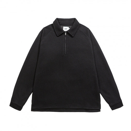 Herren Waffelstrick-Halbzip-Pullover mit Polokragen Shop Nory