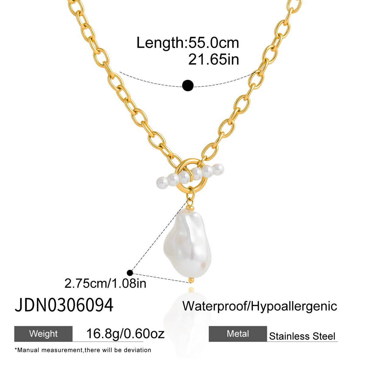 Damen Elegante und modische Halskette mit Perlen und goldfarbener Veredelung Shop Nory