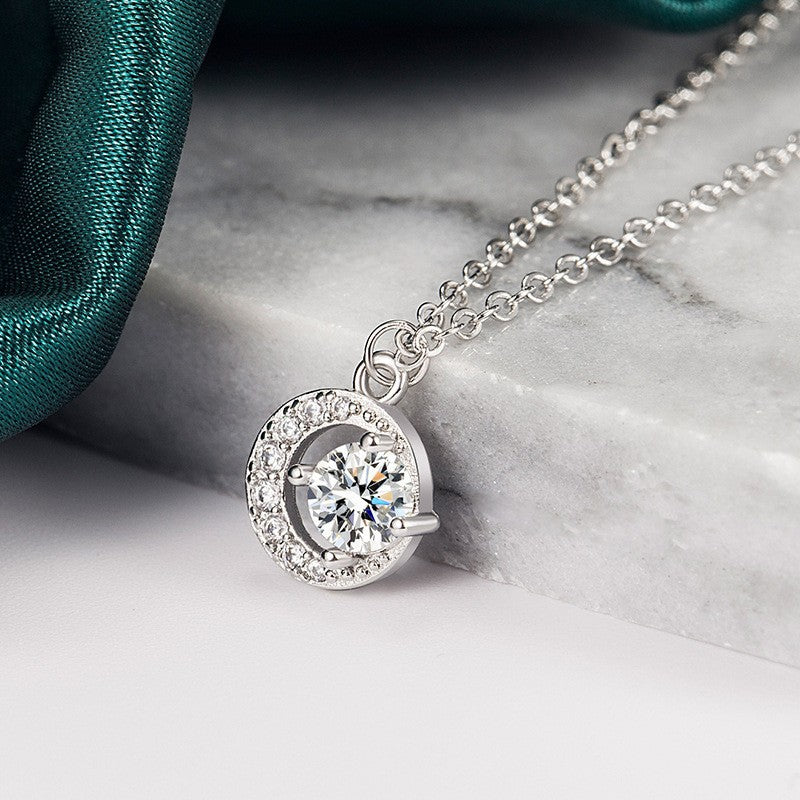 Damen Halskette mit funkelndem Mond- und Kristallanhänger Shop Nory