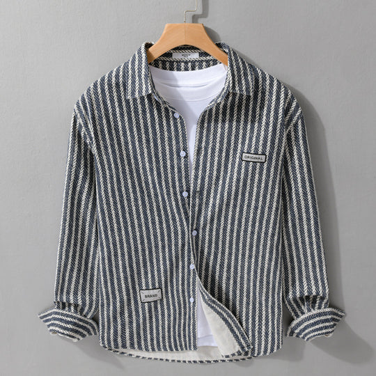 Herren Texturiertes Hemdjacken-Overshirt mit diagonaler Fischgrät-Struktur Shop Nory