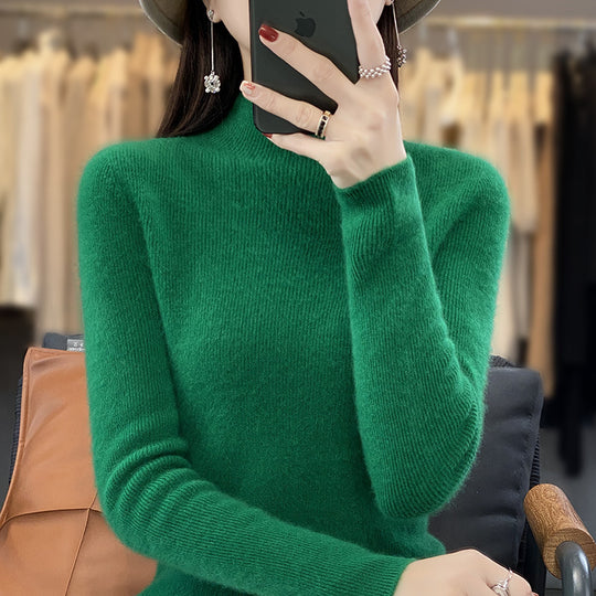 Damen Schlanker Feinstrick-Mockneckpullover aus feinem Angora‑Mix Shop Nory