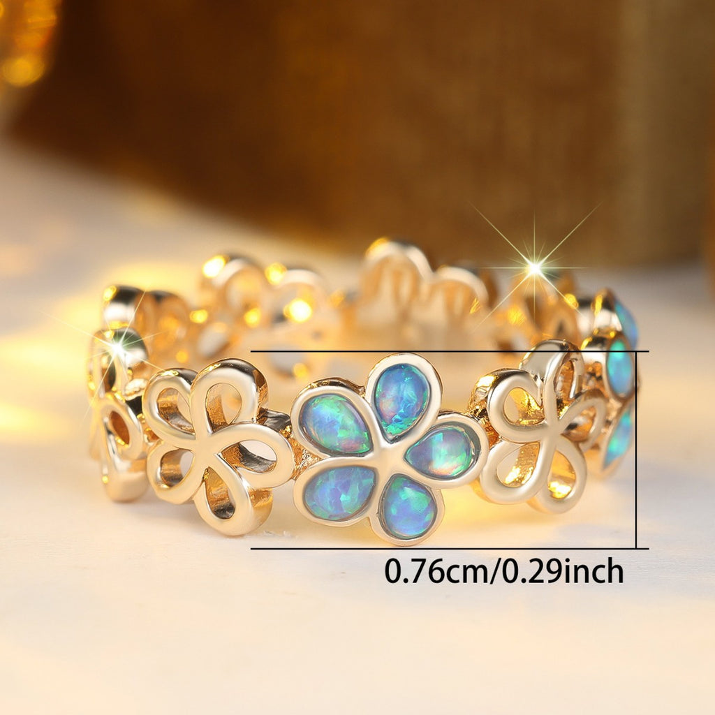 Damen Ring mit floralen, leuchtenden Opaleinsätzen Shop Nory