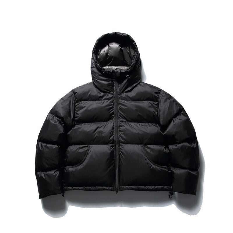 Unisex Kurze Boxy-Pufferjacke mit Volumen‑Kapuze, wasserabweisender Shell und thermischer Daunenfüllung Shop Nory