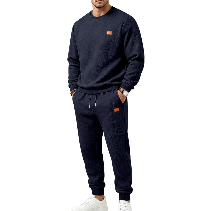 Herren Gemustertes Komfort-Sweatset mit Rundhals-Sweatshirt und Kordel-Jogginghose Shop Nory