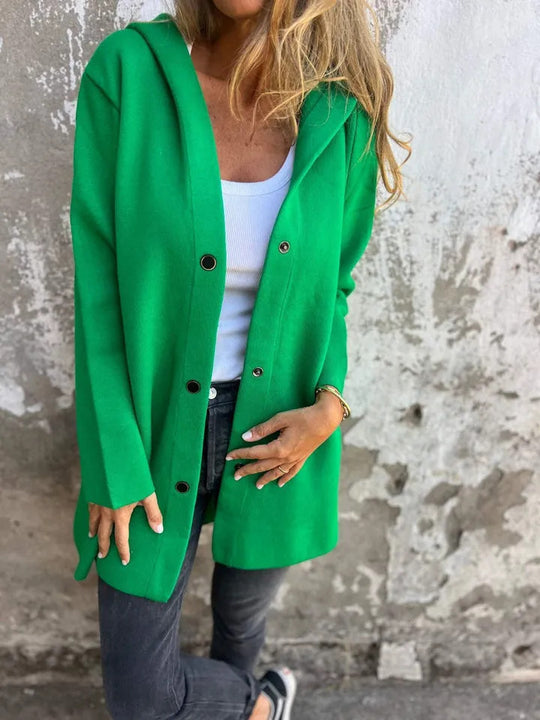 Damen Geradliniger Midimantel aus Wollmix mit Stehkragen und Druckknopfverschluss Shop Nory