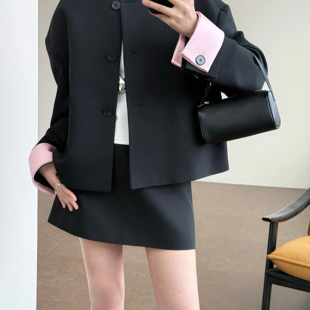 Damen Modische und elegante Jacke mit kontrastierenden Ärmeln Shop Nory