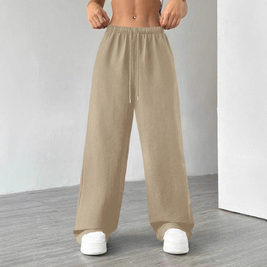 Damen Weite Lounge-Hose mit hohem Elastikbund und Kordelzug Shop Nory