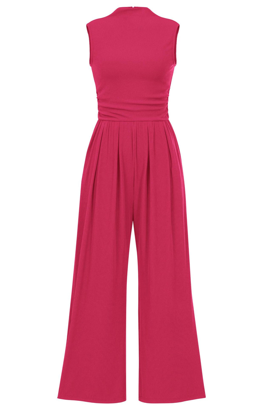 Damen Ärmelloser Palazzohose-Jumpsuit mit taillierter Rippenoberseite und weiten Plissé-Bein Shop Nory