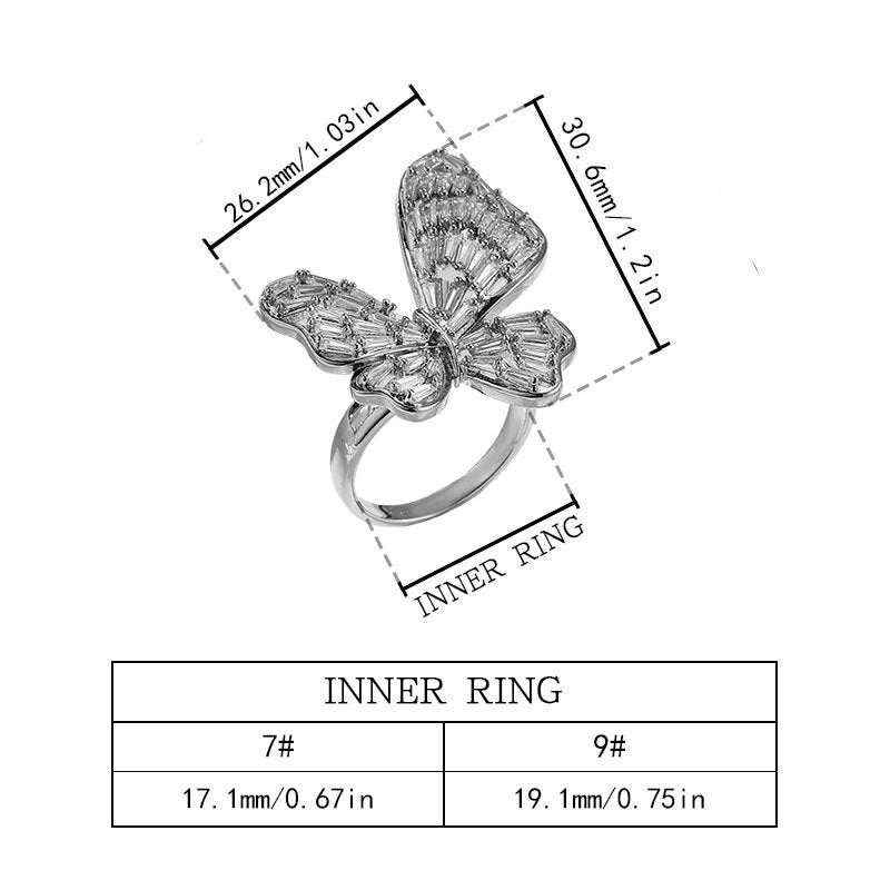 Damenring mit Schmetterlingsdesign und funkelnden Zirkonia Shop Nory