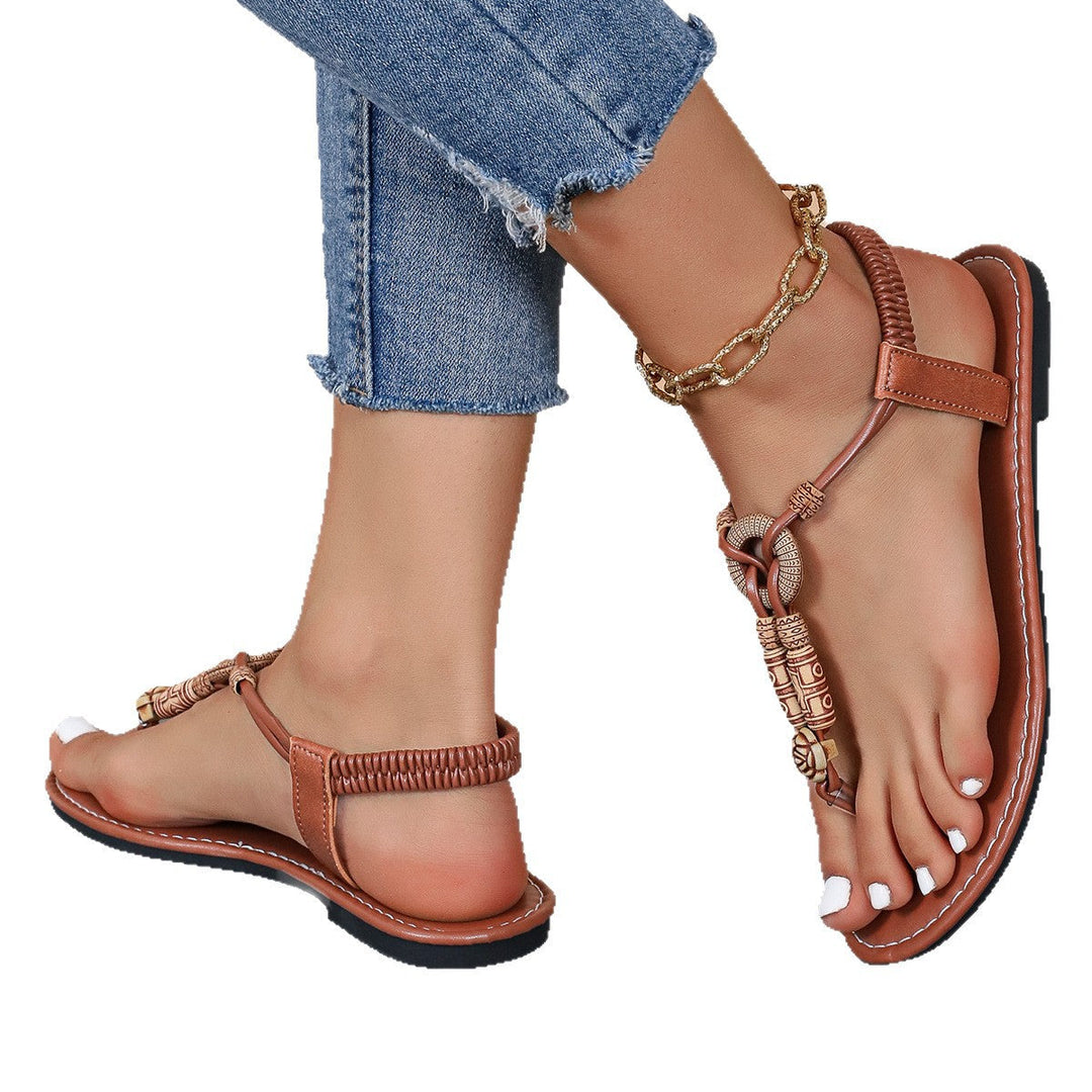 Damen Zehentrenner-Sandalen mit dekorativem Anhänger und rutschfester Sohle