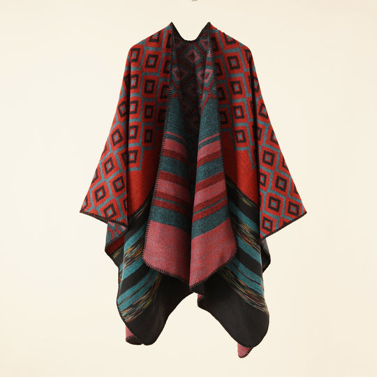 Damen Jacquard-Überwurf mit geometrischem Quadratmuster und offener Front Shop Nory