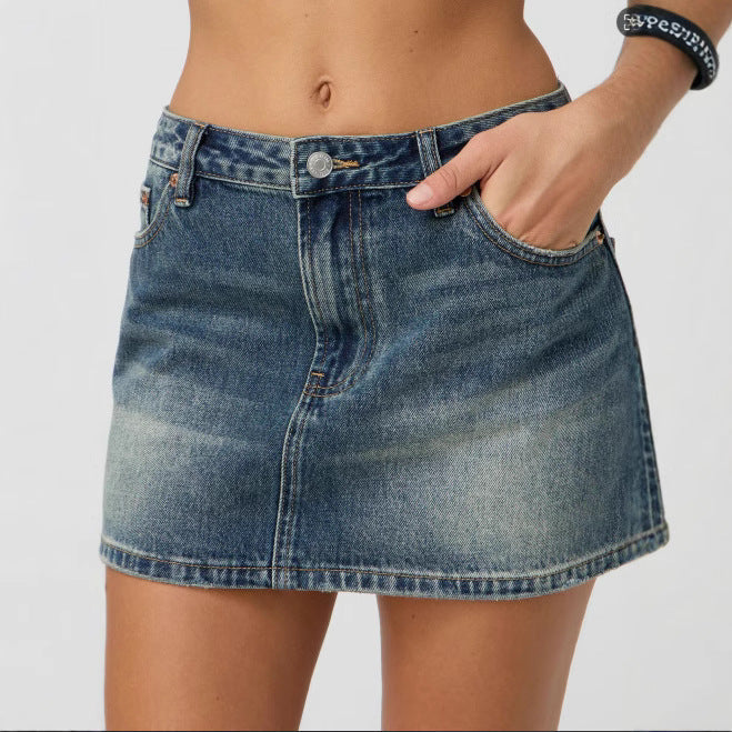 Damen Denim-Minirock mit modischen Taschen und klassischem Schnitt