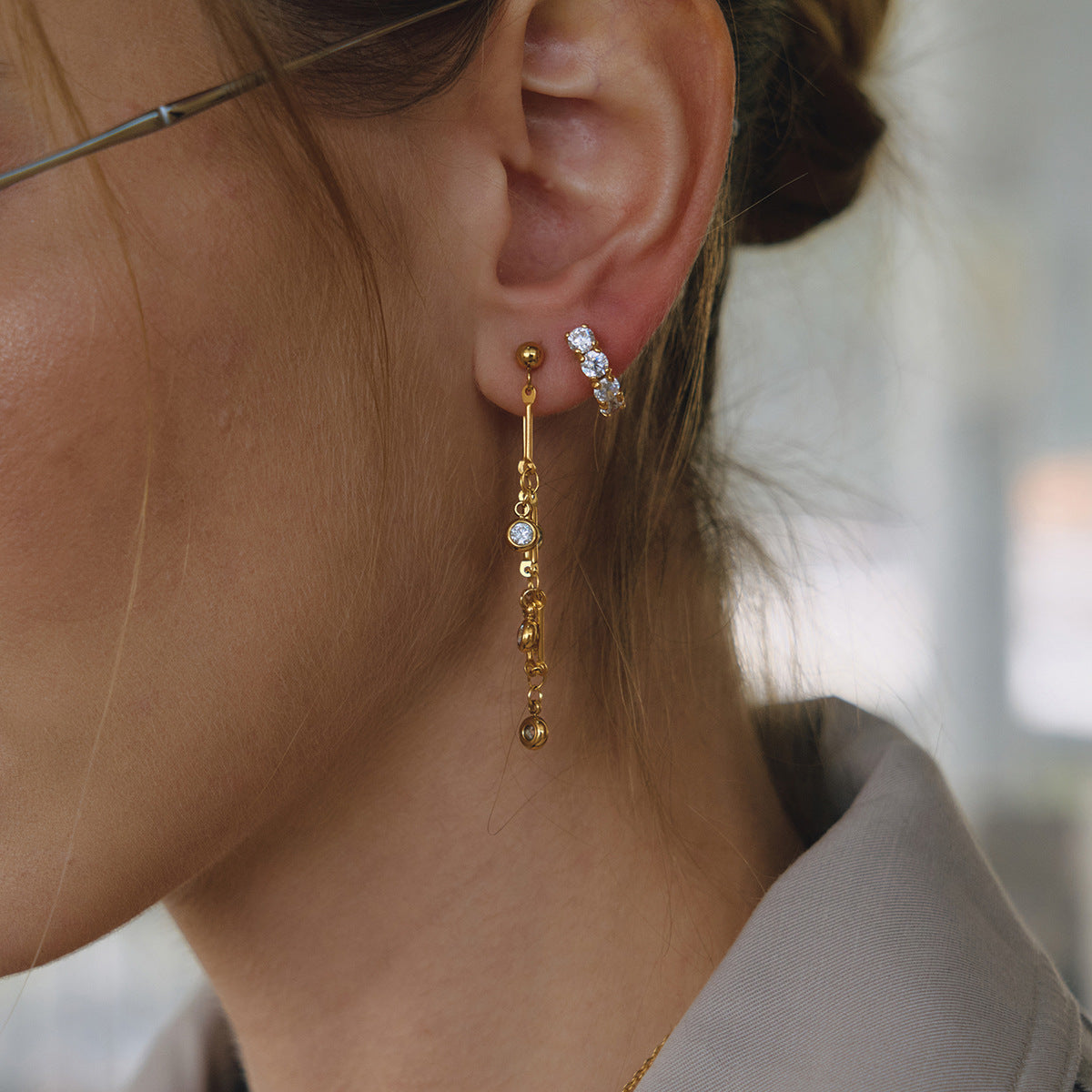 Damen Ohrhänger mit eleganten, hypoallergenen Zirkonia-Details Shop Nory