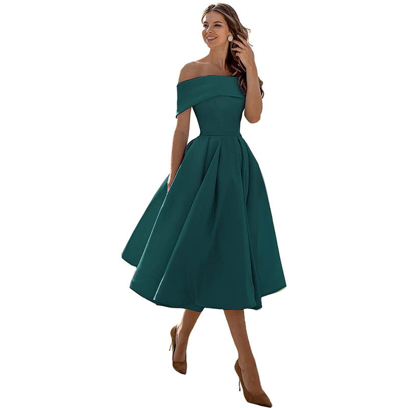Legere Mode Satin Cocktailkleid Ohne Träger